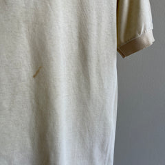 1970/80s Off White Lee Brand Soft Polo w Stains