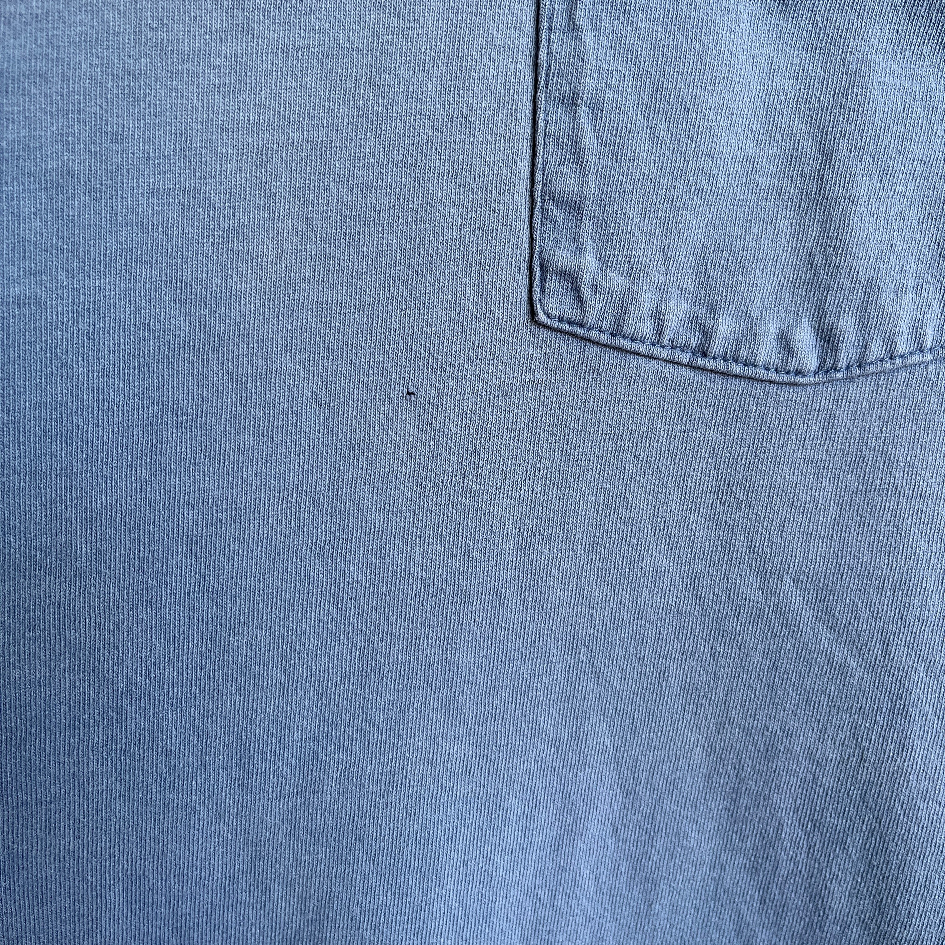 T-shirt en coton gris bleu vierge XXL des années 1990