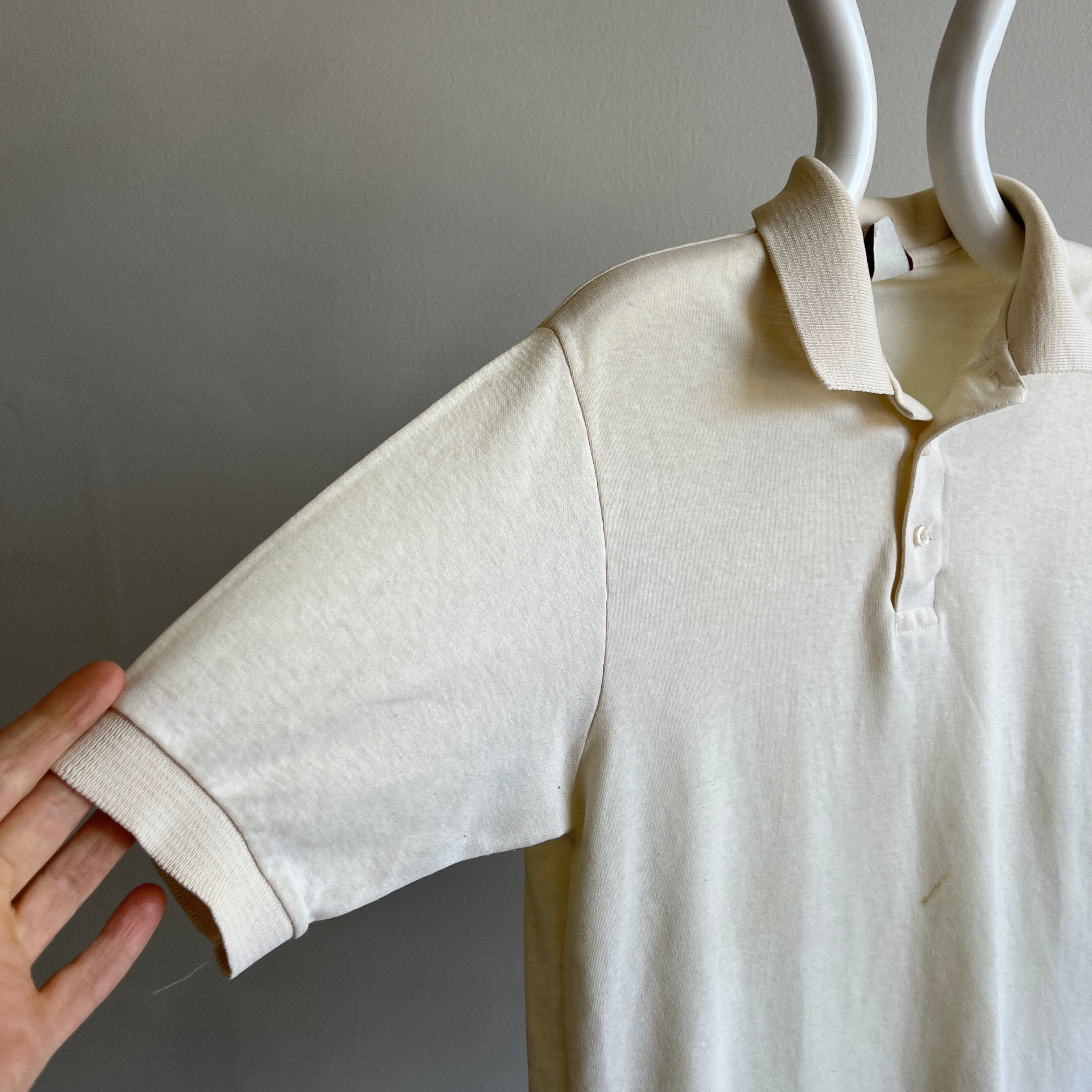 1970/80s Off White Lee Brand Soft Polo w Stains