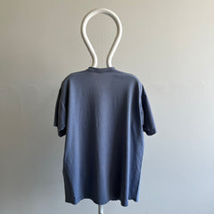 1990s XXL Blank Blue Gray Cotton T-Shirt