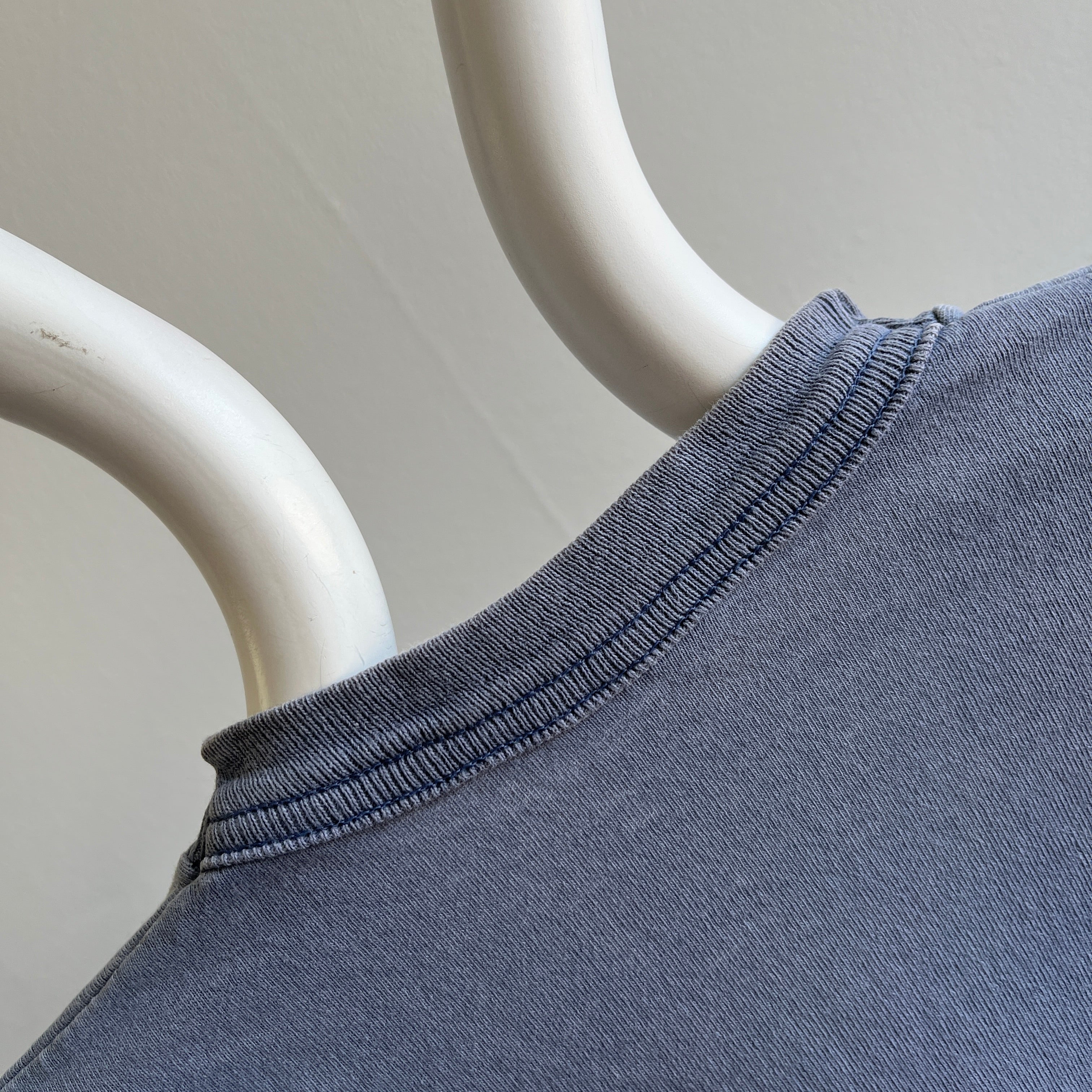 1990s XXL Blank Blue Gray Cotton T-Shirt