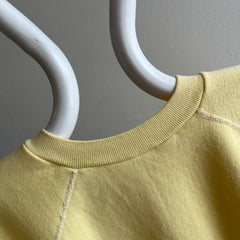 1980s Buttery Yellow Blank Raglan Sweatshirt - oh my