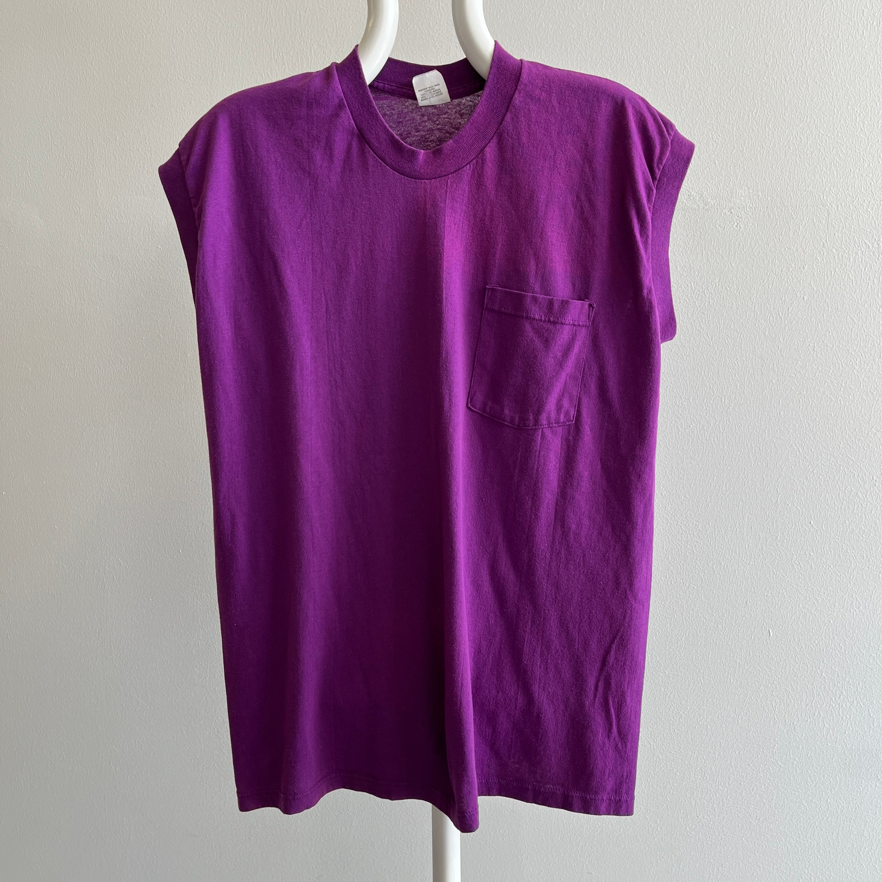 1980s Purple Pocket Muscle (The Brand!!!) Tank Top