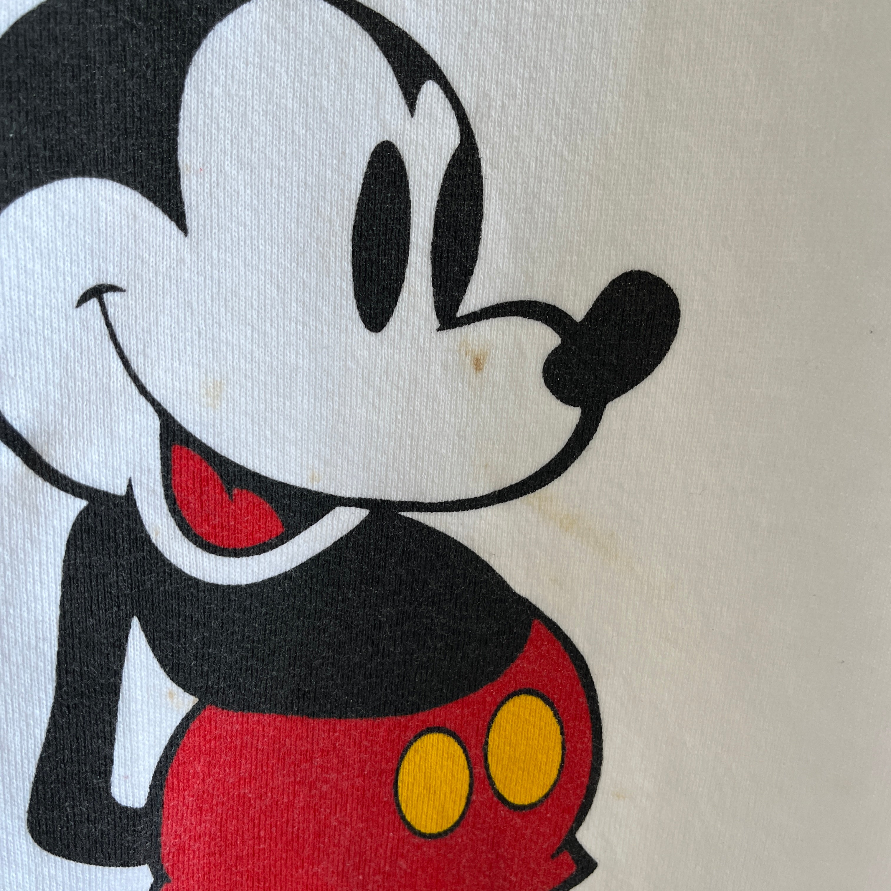 Sweat-shirt Mickey Mouse à peine usé des années 1970 avec col et poignets contrastés - WOW !