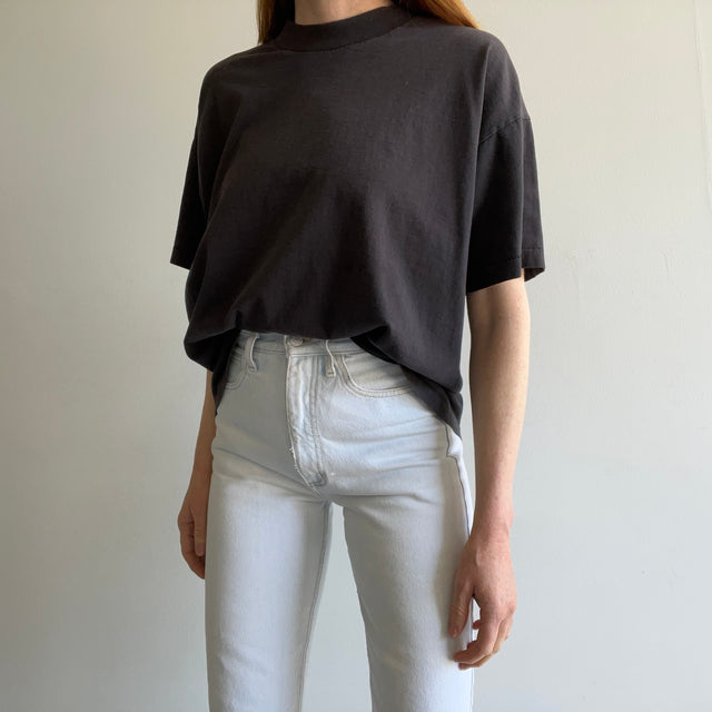 1990s Boxy Faded SLouchy Blank Black T-Shirt