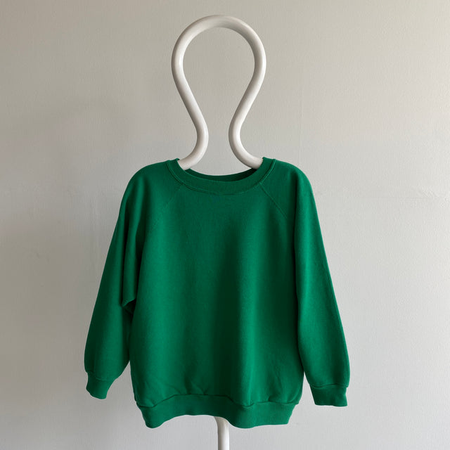 1980s Soft Blank Kelly Green Raglan Sweatshirt