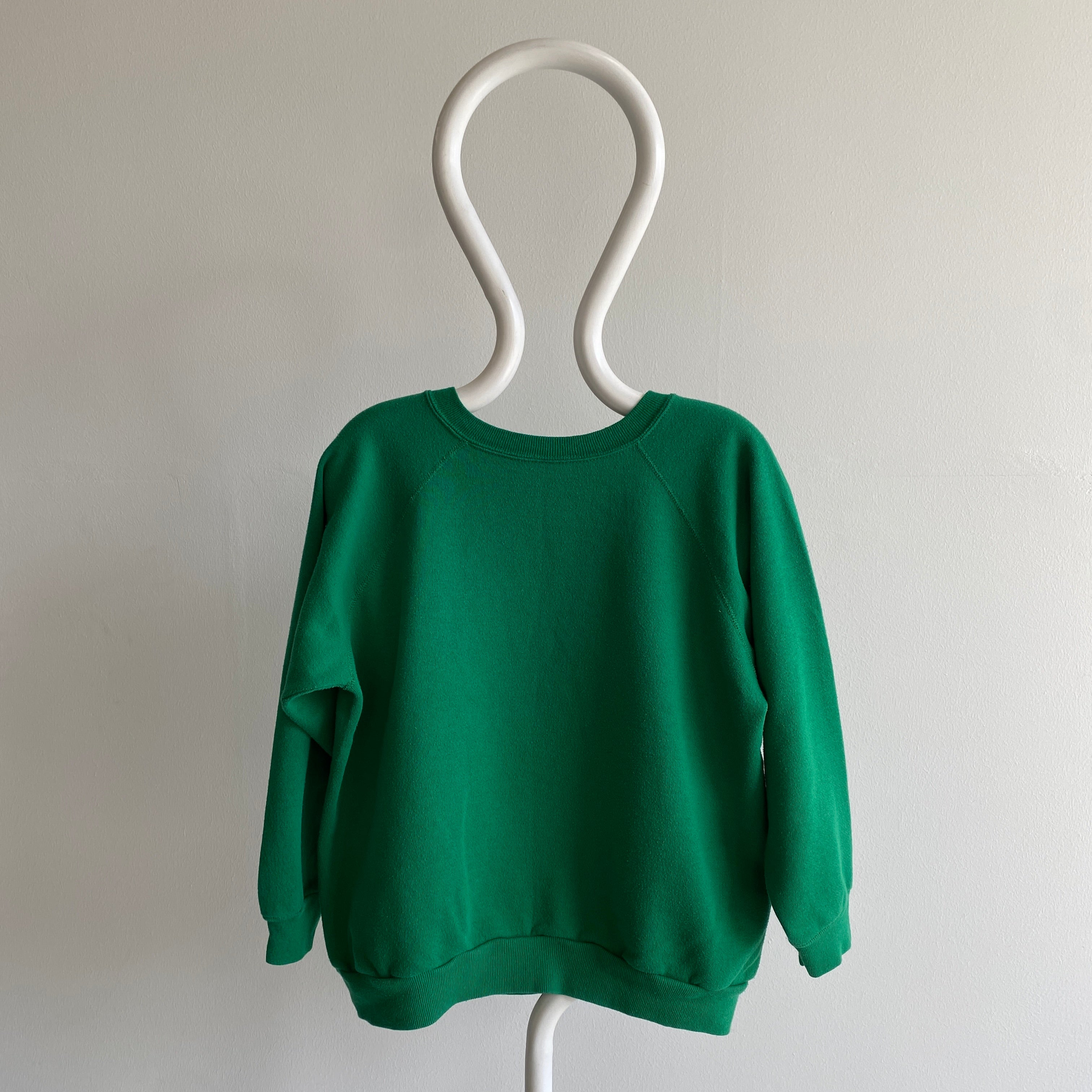 1980s Soft Blank Kelly Green Raglan Sweatshirt