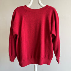 1990s Blank Heather Red Raglan Sweatshirt by Hanes Her Way