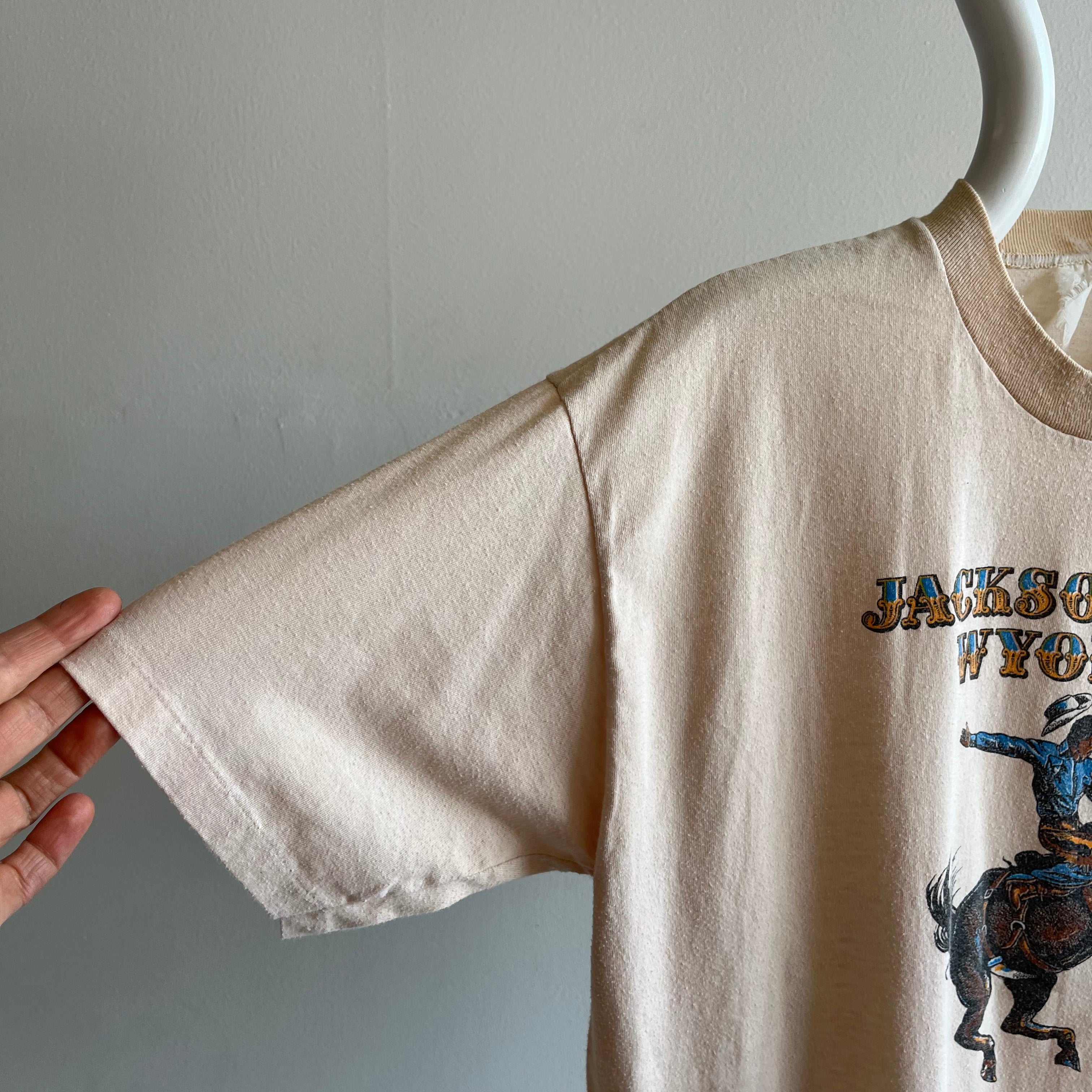 1970/80s Jackson Hole, Wyoming Epic Bucking Bronco T-Shirt - SWOOOON