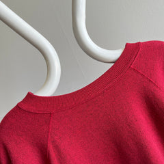 1990s Blank Heather Red Raglan Sweatshirt by Hanes Her Way