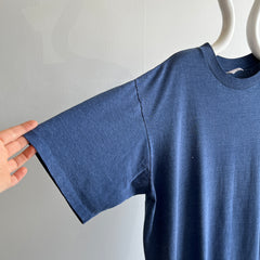 1990/00s Extra Long Navy Paint Stained Super Slouchy T-Shirt