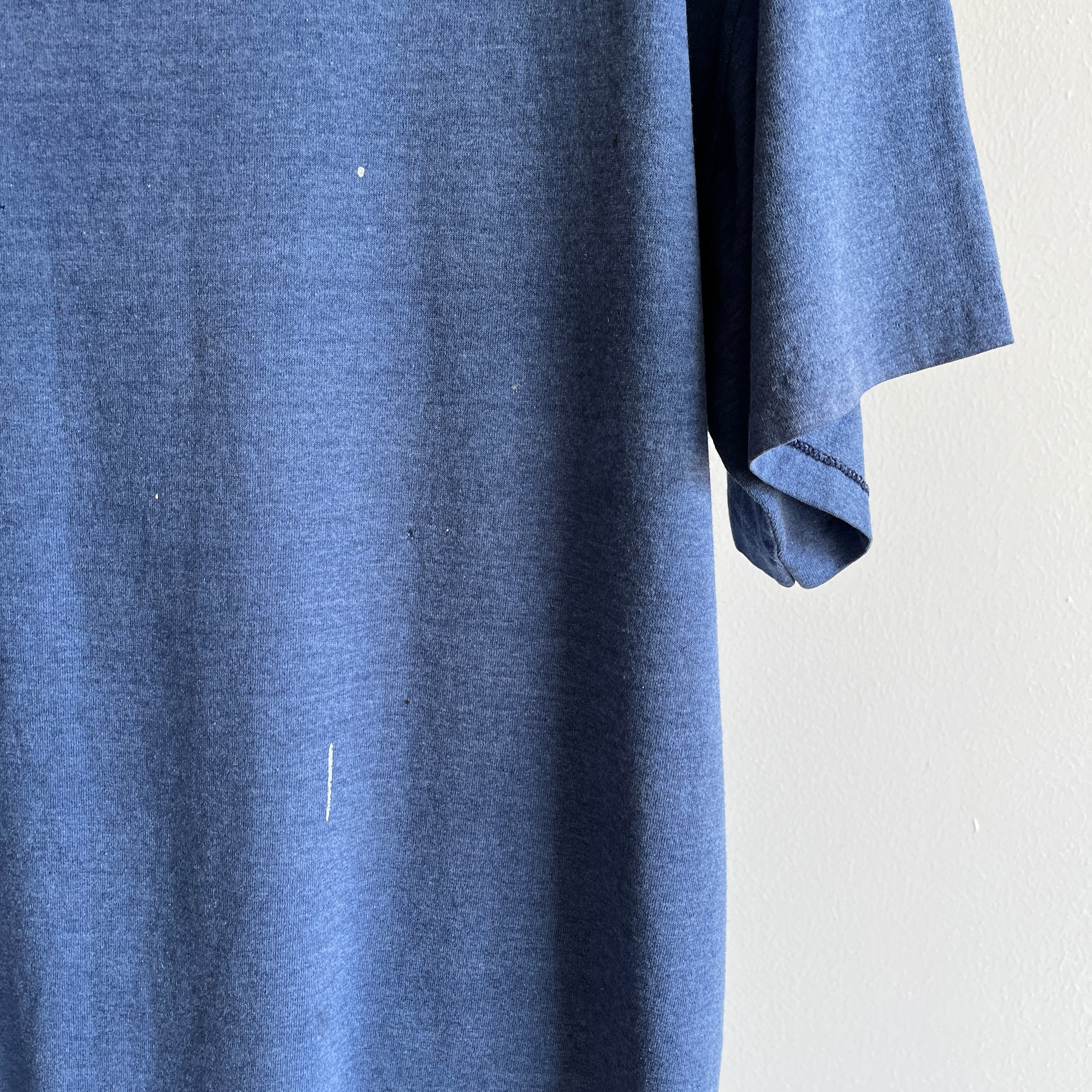 T-shirt extra long bleu marine teinté de peinture 1990/00s