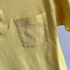 1970s Two Tone Yellow and Brown Soft and Slouchy Polo T-Shirt