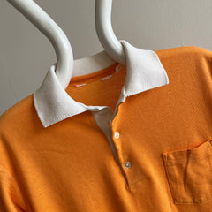 T-shirt polo doux et léger Orange Sherbert des années 1970