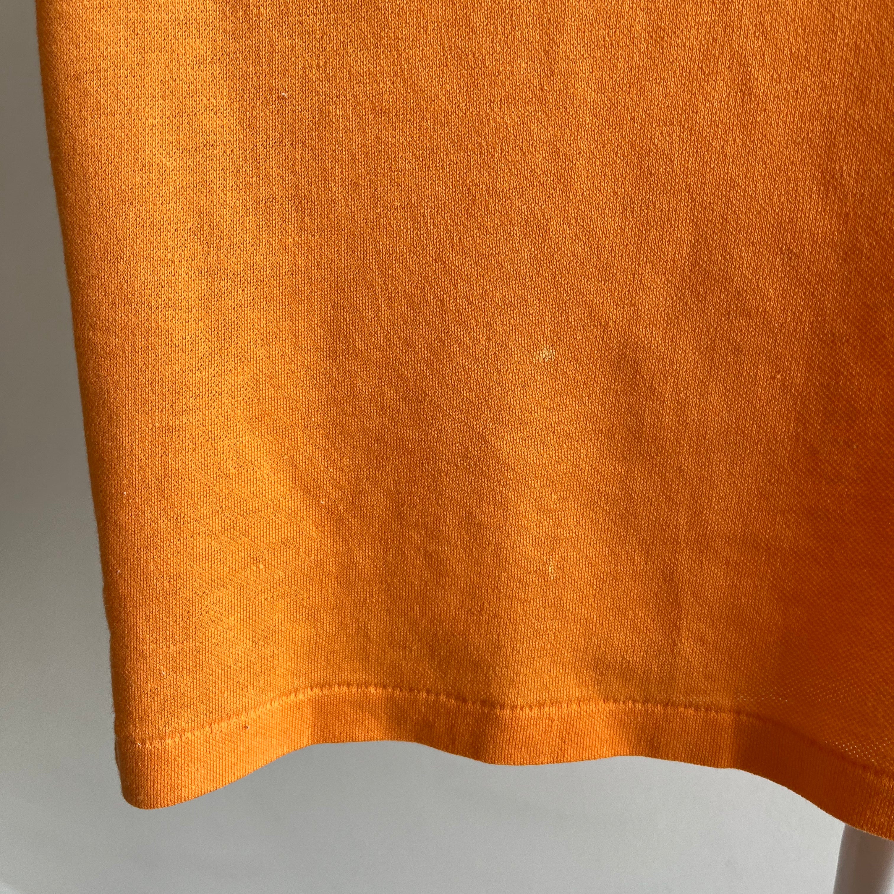 1970s Orange Sherbert Soft and Lightweight Polo T-Shirt