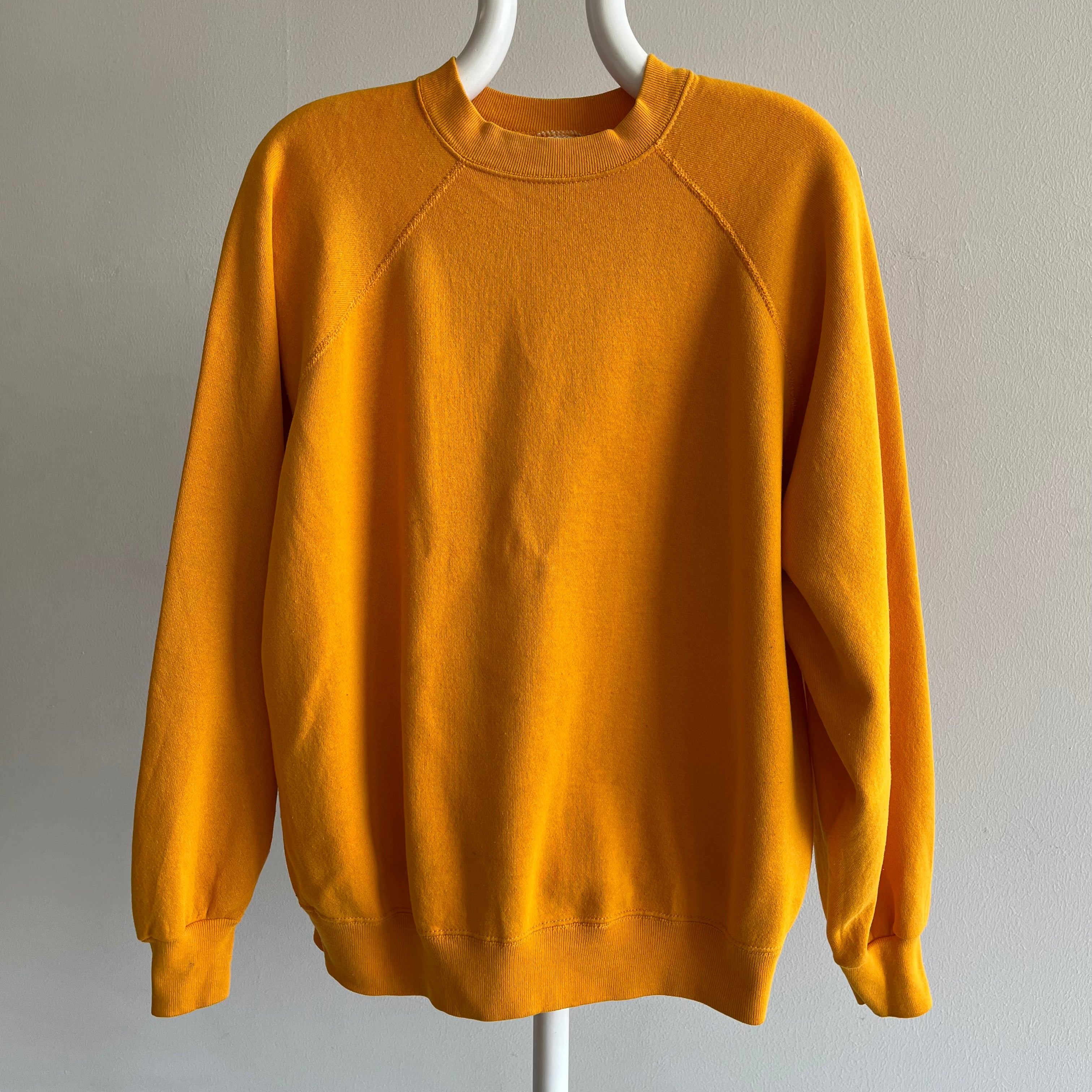 1980s Marigold (Not Orange) Stained Raglan by Tultex