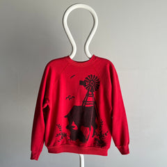 1980s DIY Sharpie Farm Scene Sweatshirt