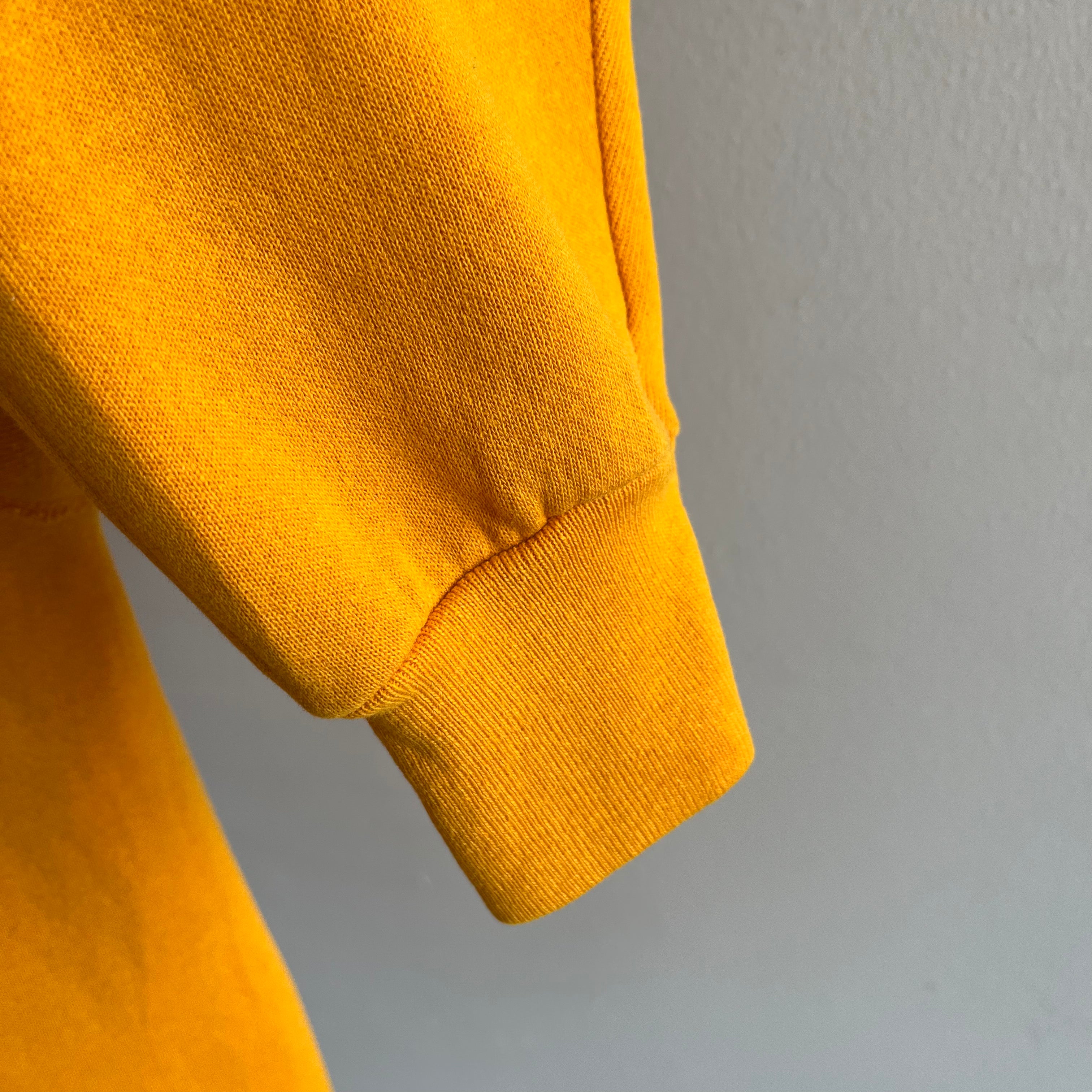 1980s Marigold (Not Orange) Stained Raglan by Tultex