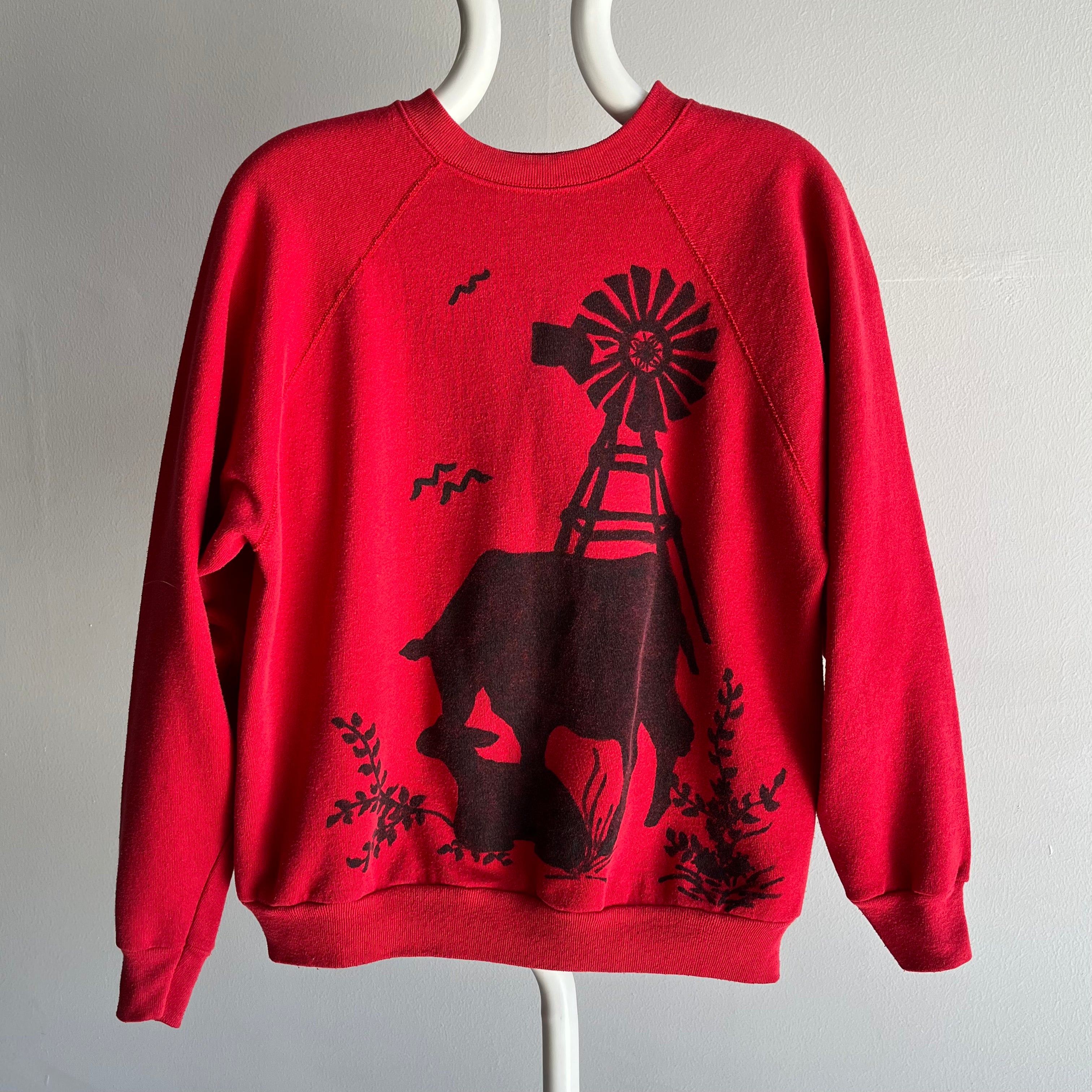 1980s DIY Sharpie Farm Scene Sweatshirt