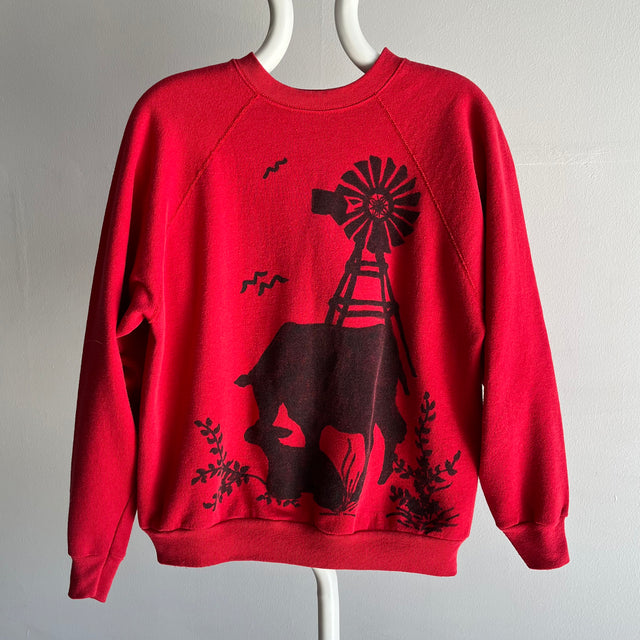 1980s DIY Sharpie Farm Scene Sweatshirt