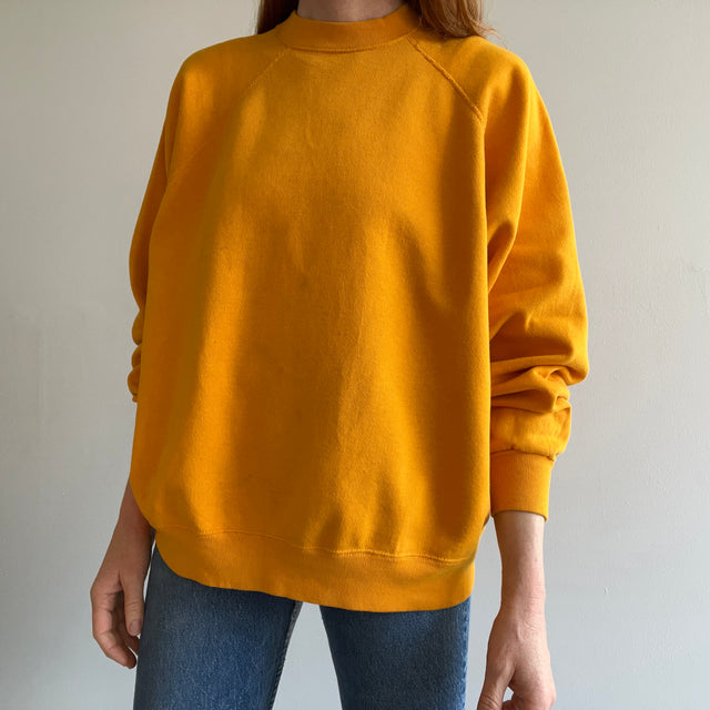 1980s Marigold (Not Orange) Stained Raglan by Tultex