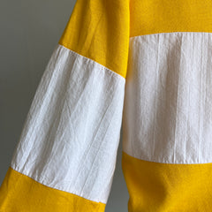 1980s Thin Yellow and White Color Block Sweatshirt - Barely Worn
