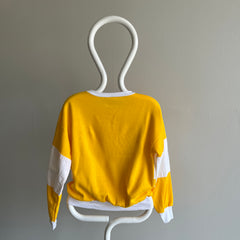 Sweat-shirt à blocs de couleur jaune et blanc des années 1980 - à peine porté