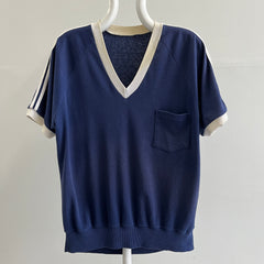 1970/80s Slouchy V-Neck Double Stripe Ring T-Shirt