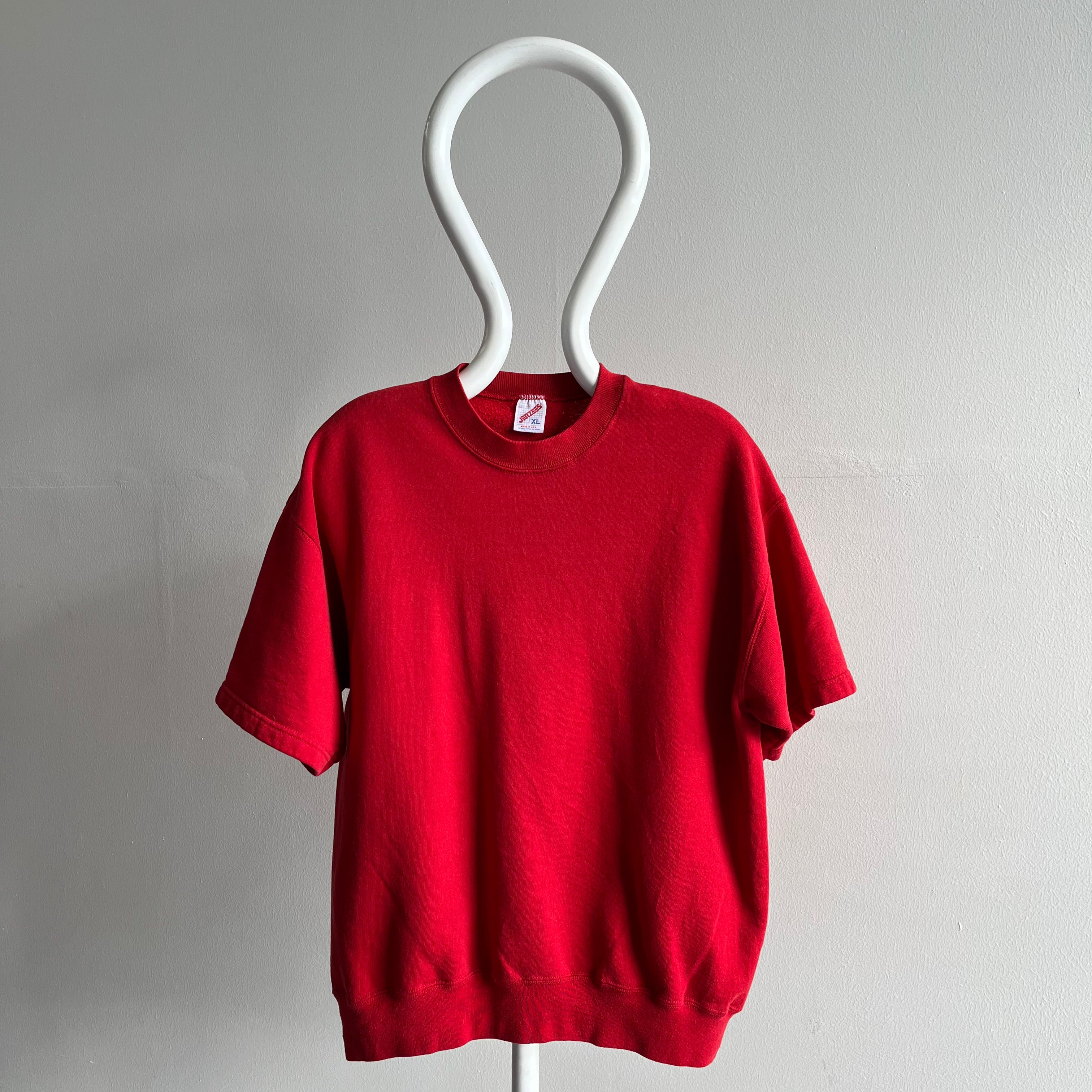 Sweat-shirt d'échauffement à manches courtes Jerzees rouge des années 1990