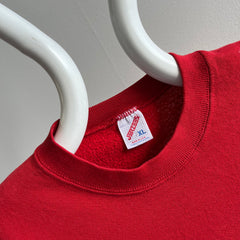 1990s Red Jerzees Short Sleeve Warm Up Sweatshirt
