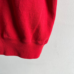 1990s Red Jerzees Short Sleeve Warm Up Sweatshirt