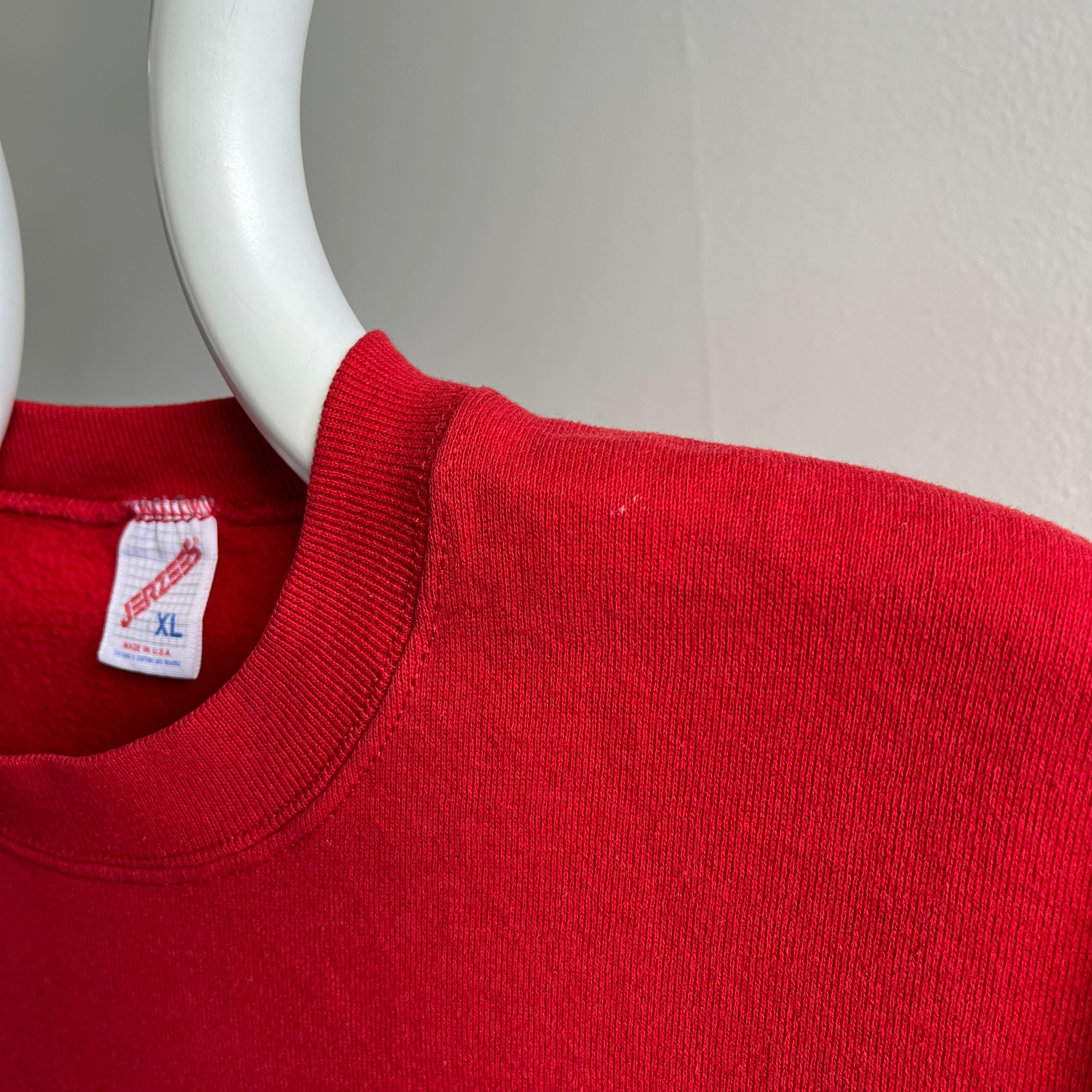 Sweat-shirt d'échauffement à manches courtes Jerzees rouge des années 1990