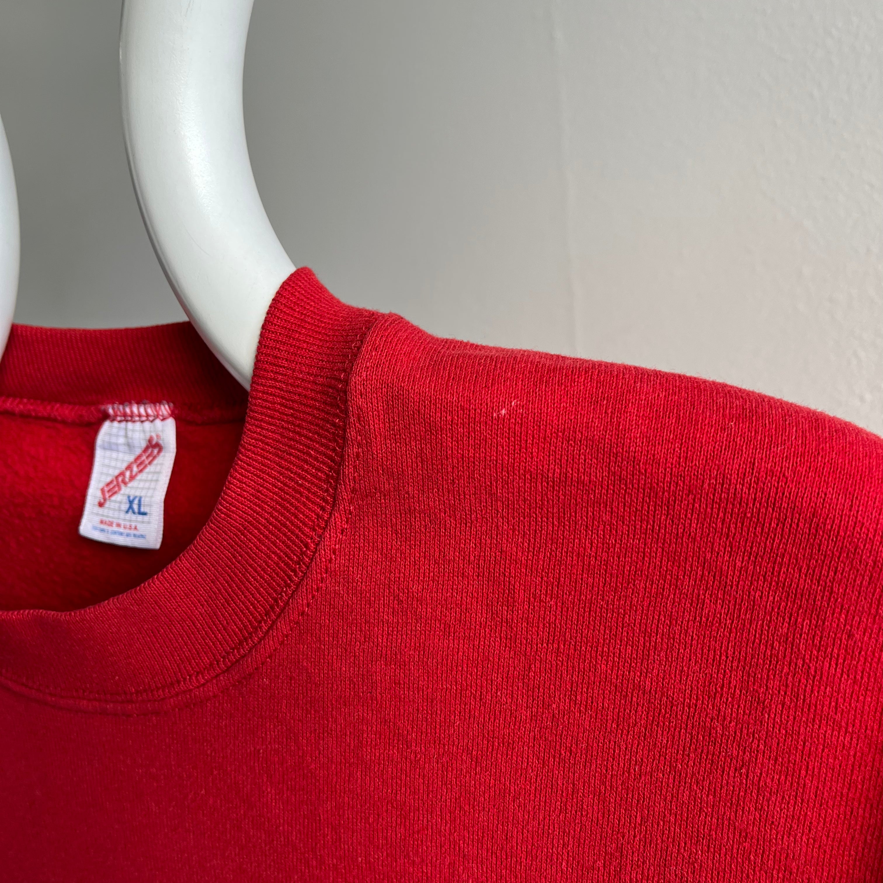 1990s Red Jerzees Short Sleeve Warm Up Sweatshirt