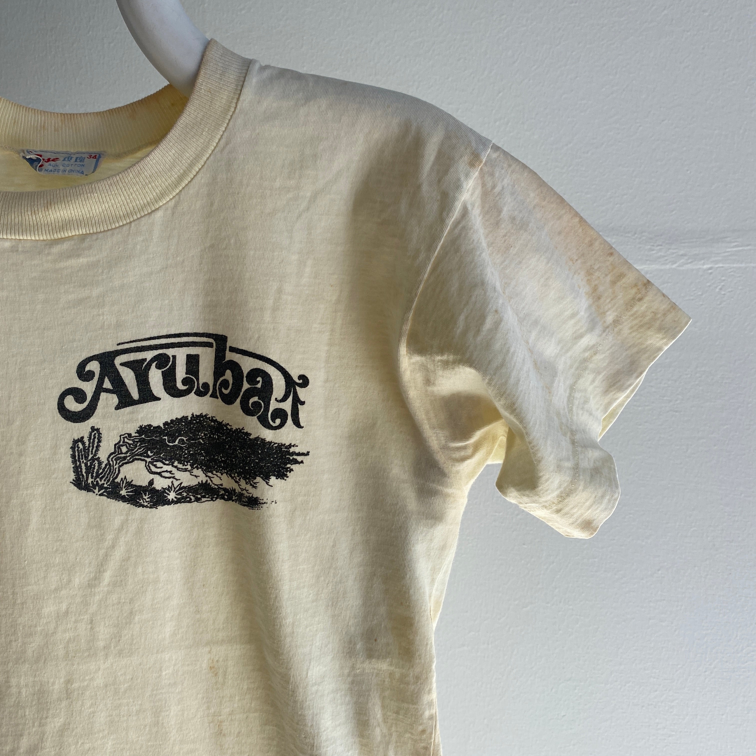 1970s Super Stained Aruba Tourist T-Shirt
