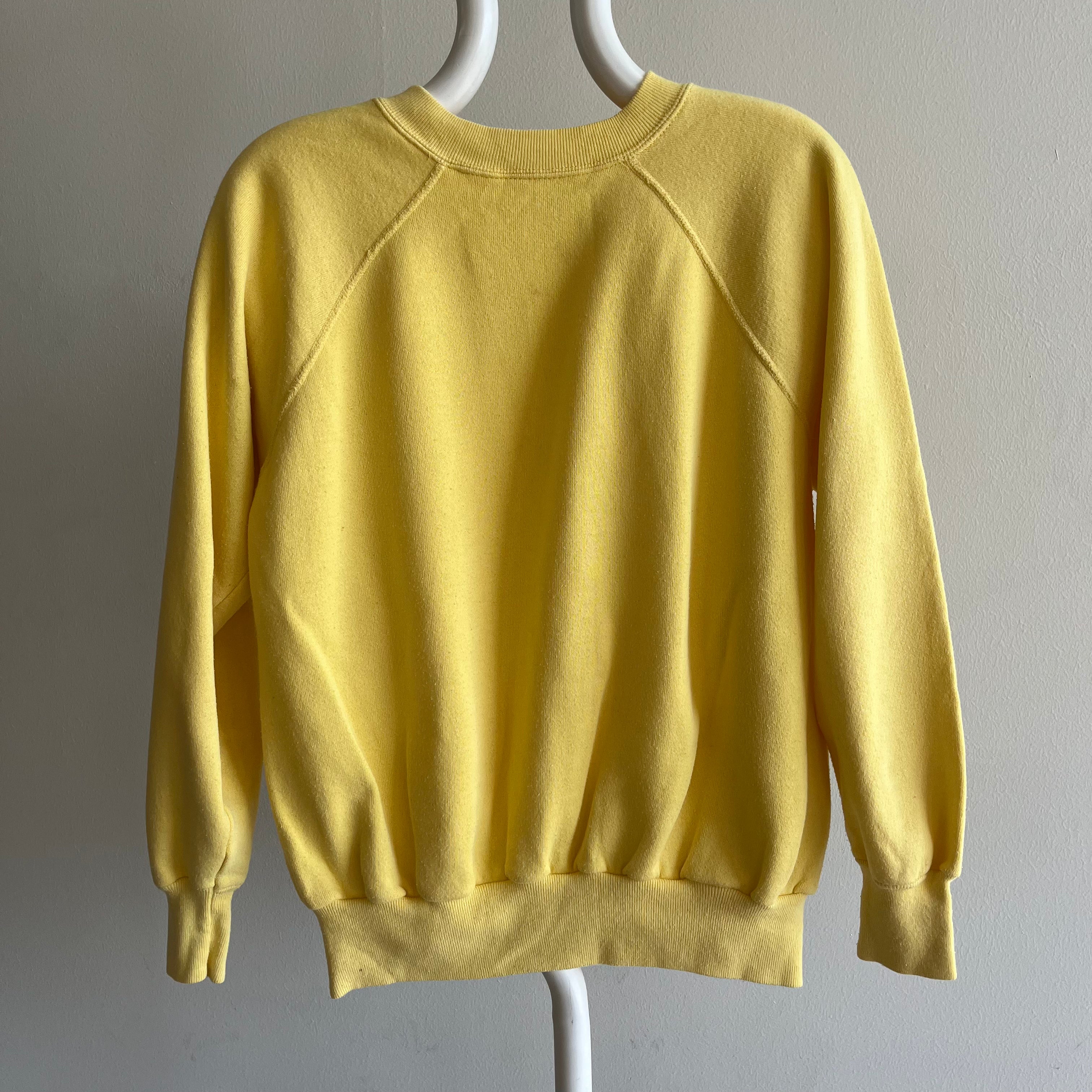1980s Blank Baby Yellow Raglan Sweatshirt