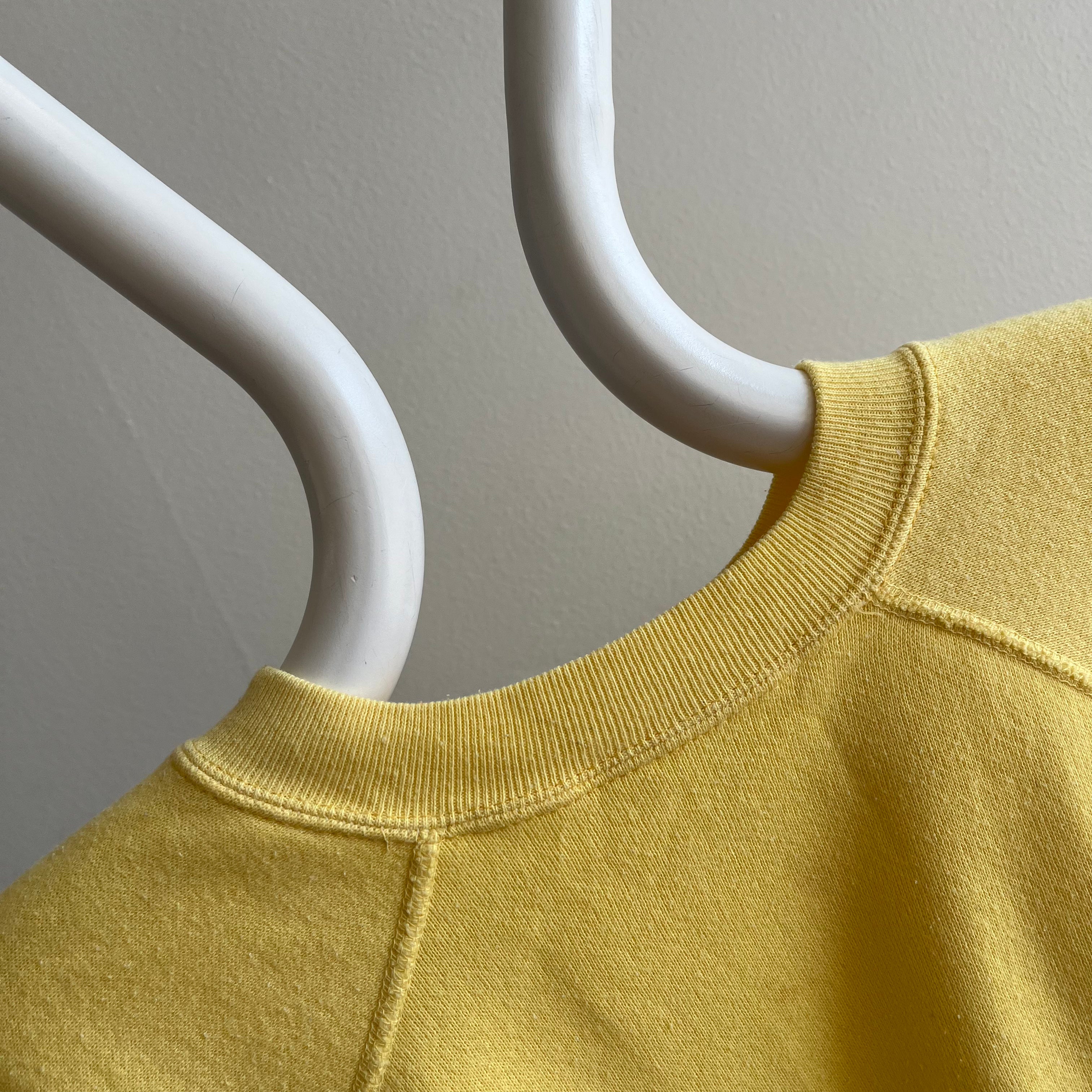 1980s Blank Baby Yellow Raglan Sweat-shirt