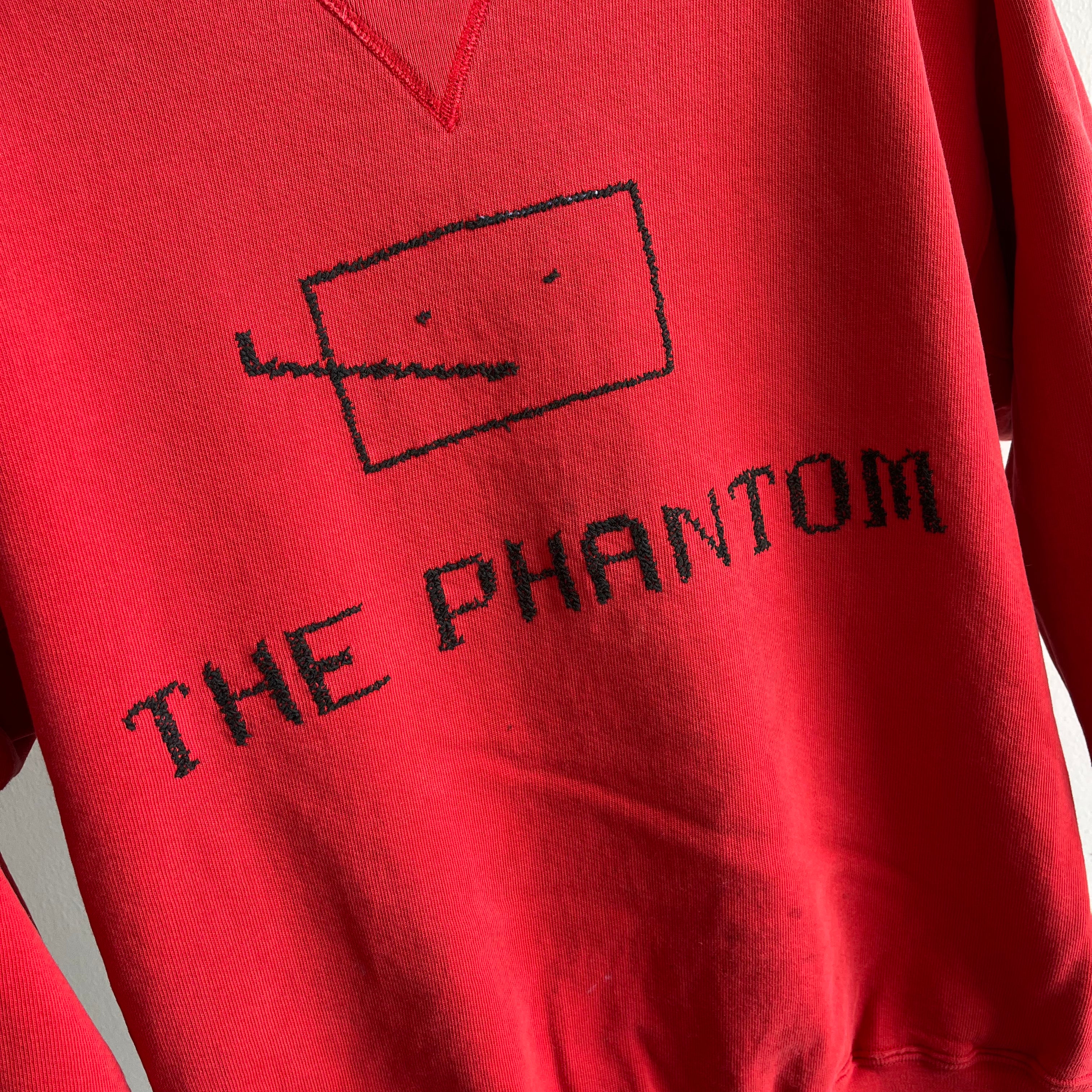 Sweat-shirt taché et usé DIY « The Phantom » des années 1990