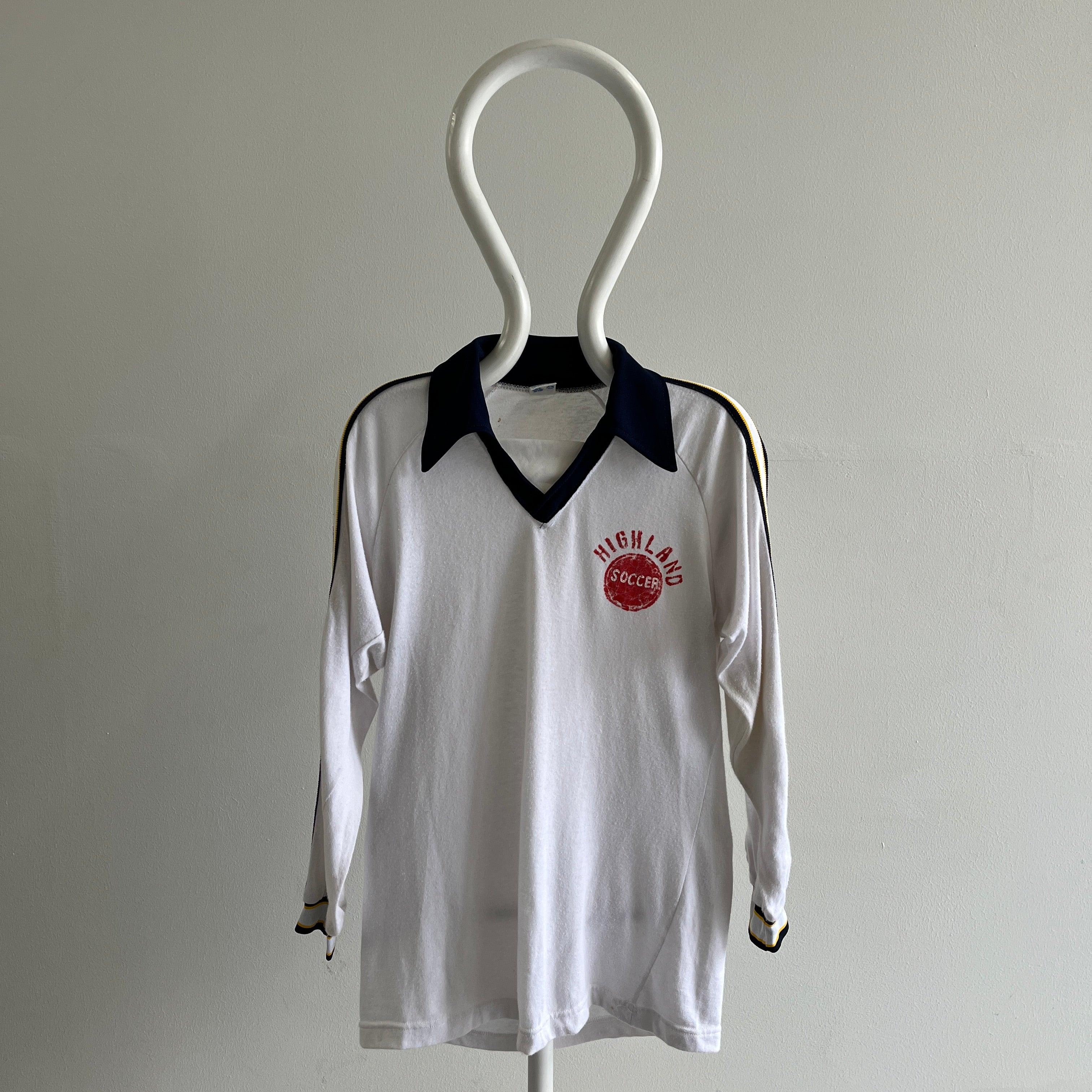 1970s USA Made Champion Brand DIY Highland Soccer Long Sleeve Collared Shirt