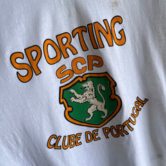 1980s Soccer Clube De Portugal Triple Stripe Ring Tee