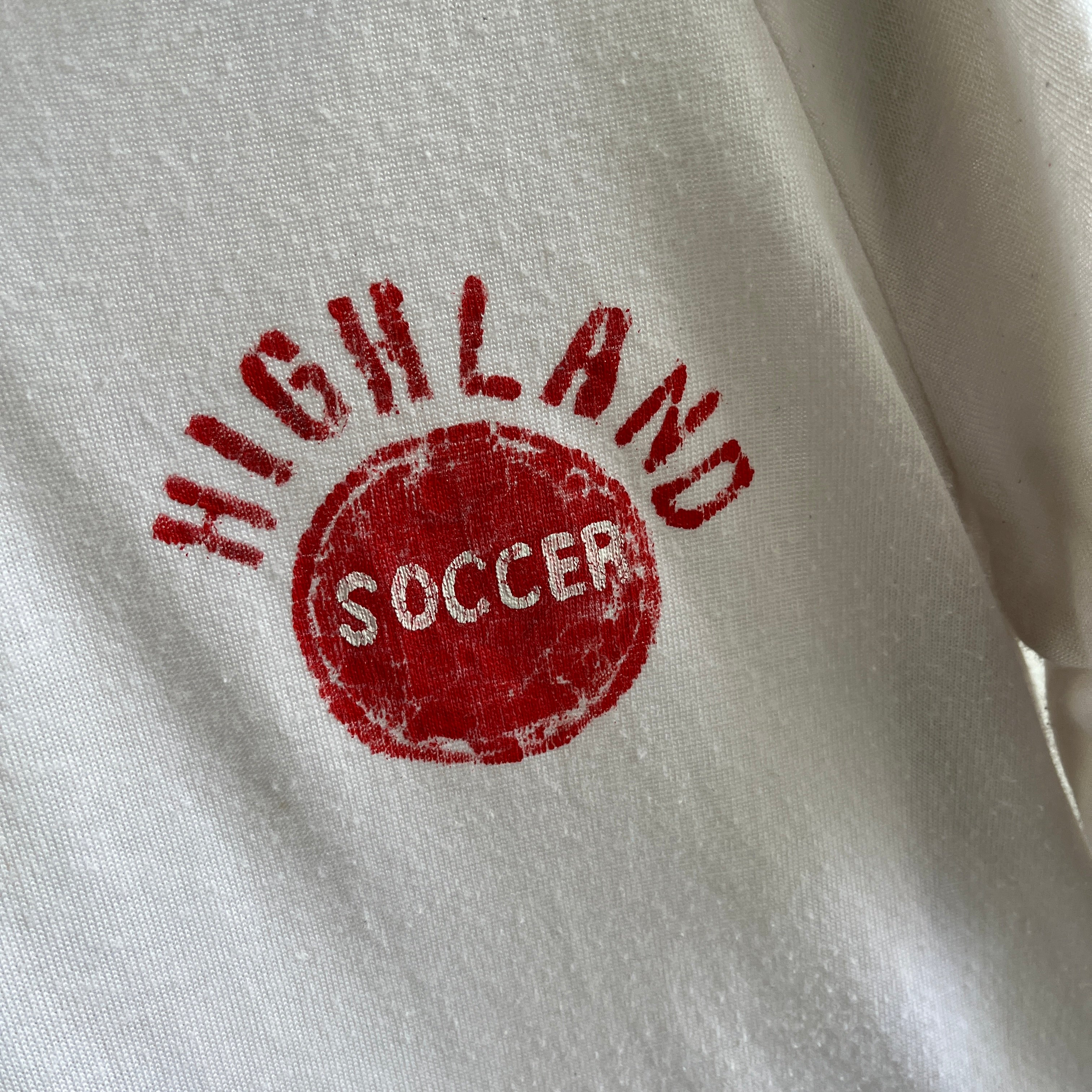 1970 USA Made Champion Brand DIY Highland Soccer Chemise à col à manches longues