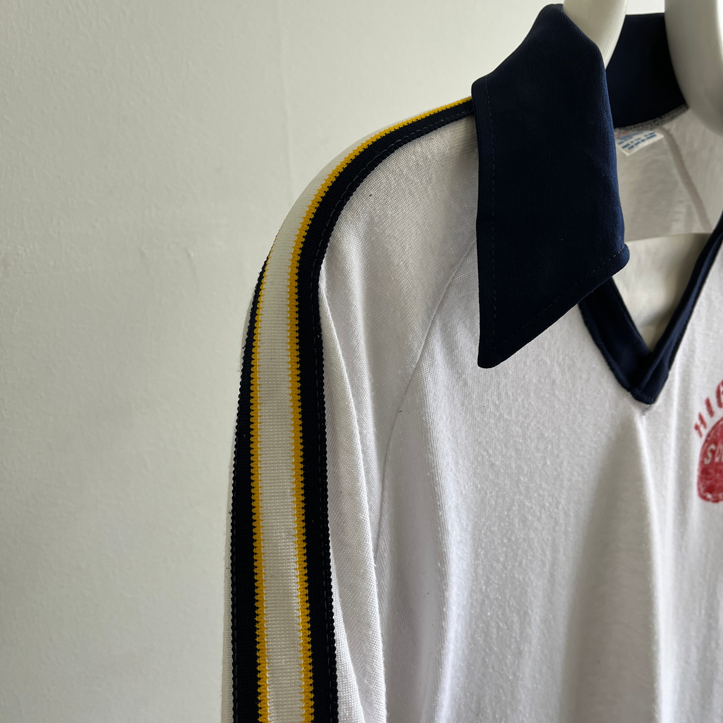 1970 USA Made Champion Brand DIY Highland Soccer Chemise à col à manches longues