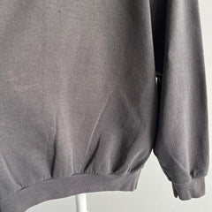 1980s Faded Blank Black Sweatshirt - Larger Size