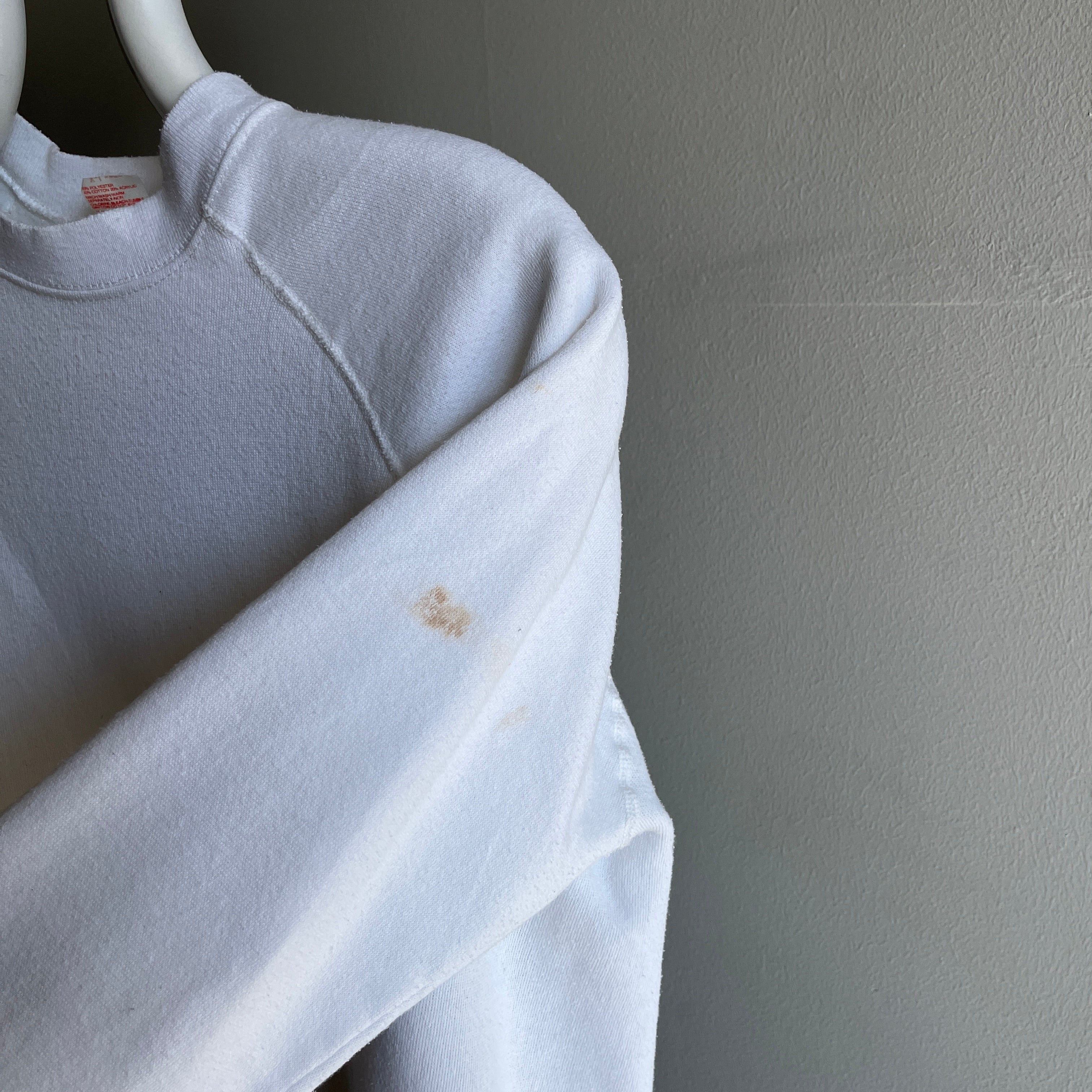 1980s Blank White Raglan Sweatshirt - USA Made