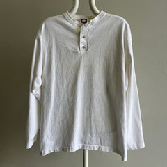 1990s Structured Cotton Henley Long Sleeve Shirt