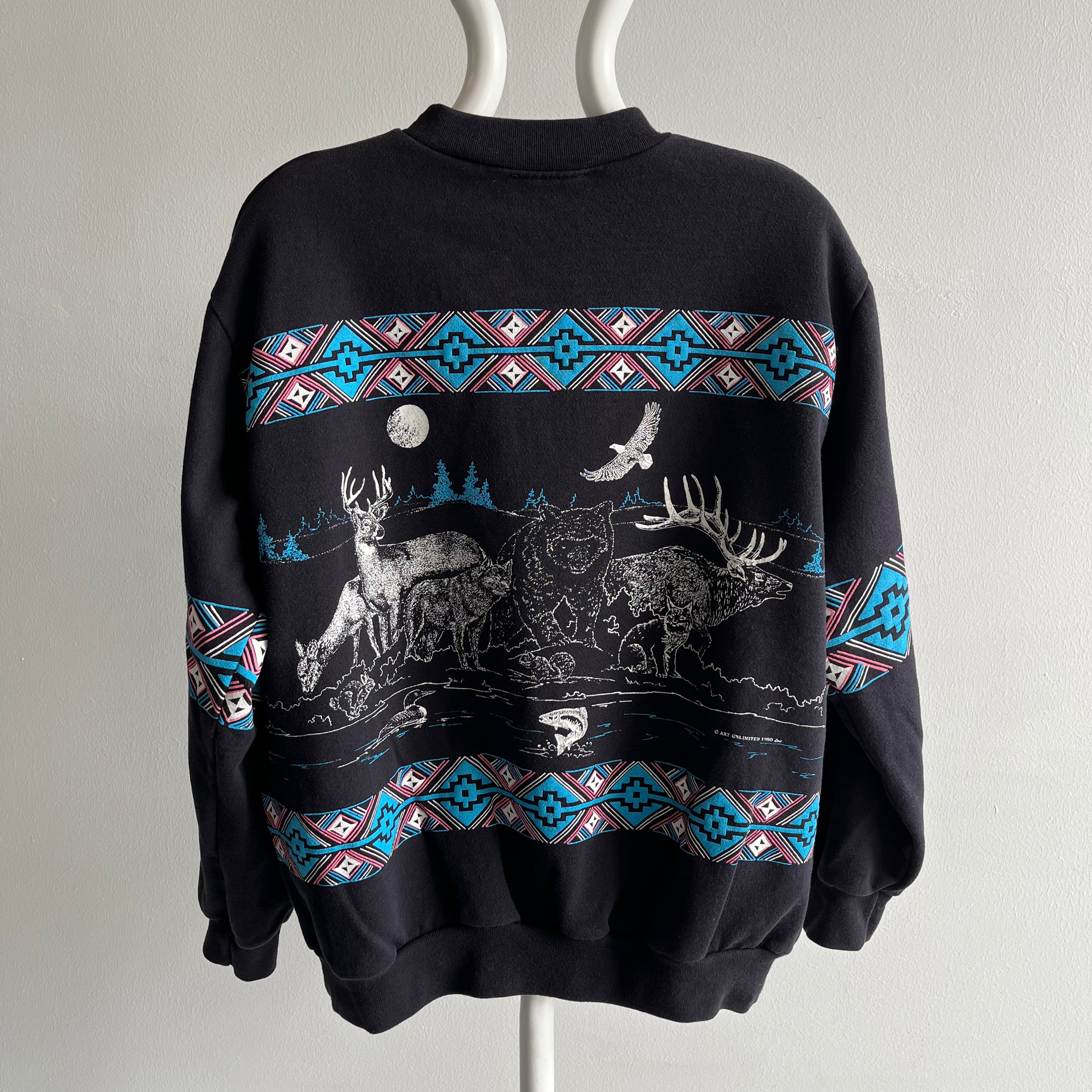 1990 OMG Animal Wrap Around Show Stopping Sweatshirt