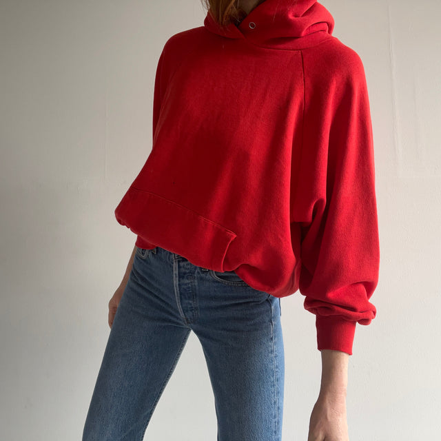 1980s Thin, Slouchy, Stained and RAD Blank Red Hoodie