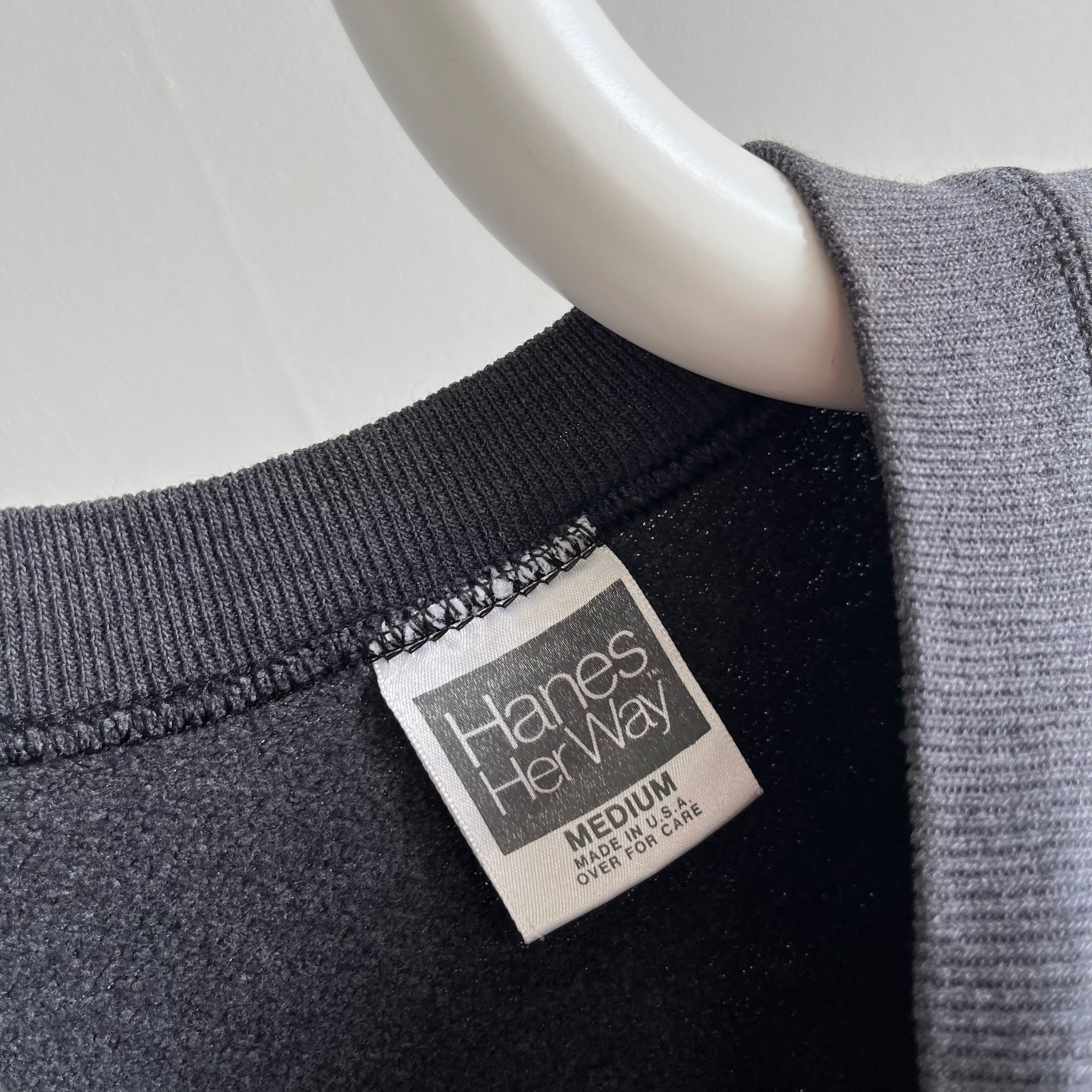 1980s Blank Faded Black Raglan by Hanes Her Way - A Must Have (IMO)