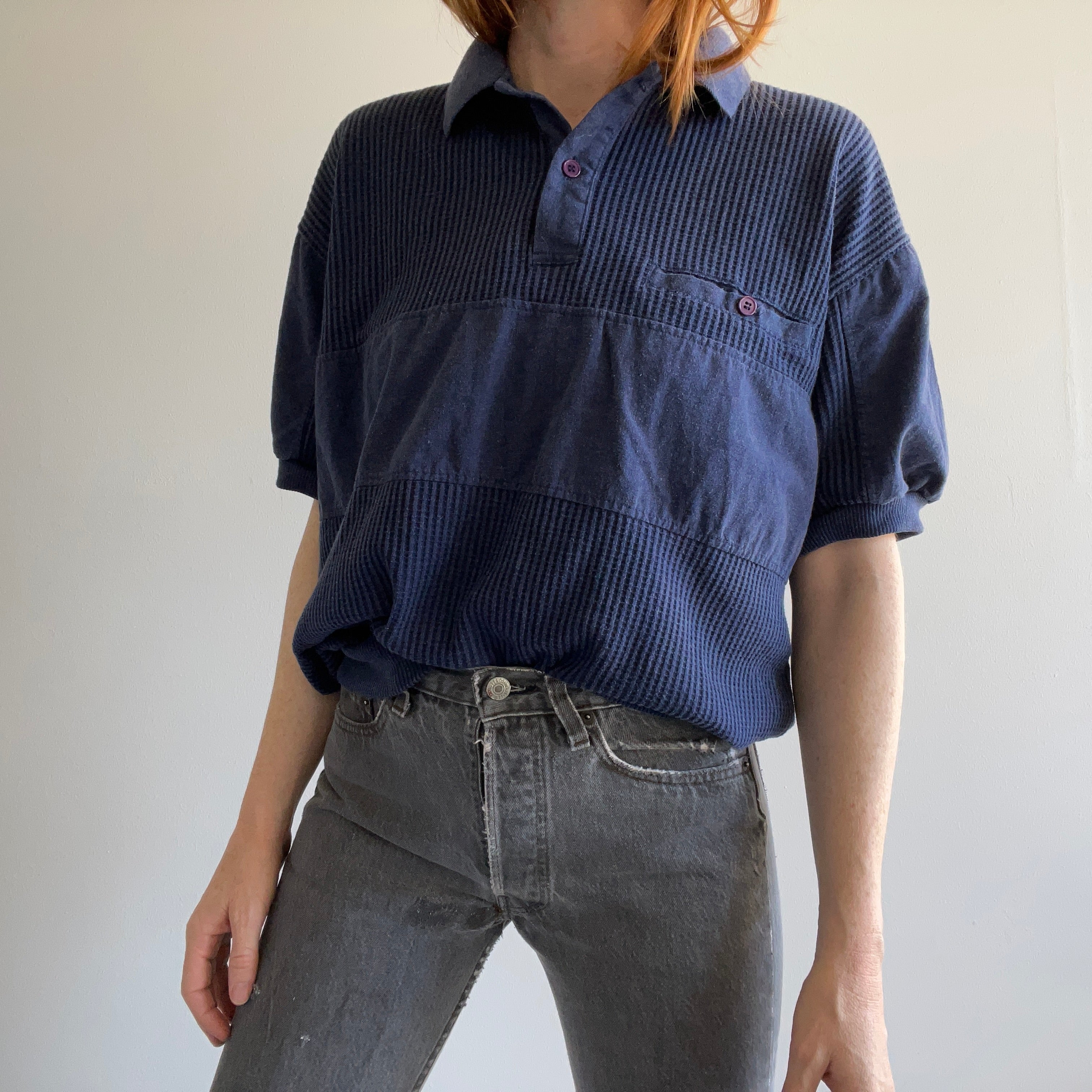 1980s RAD RAD RAD Polo Warm Up Blouse Shirt Top