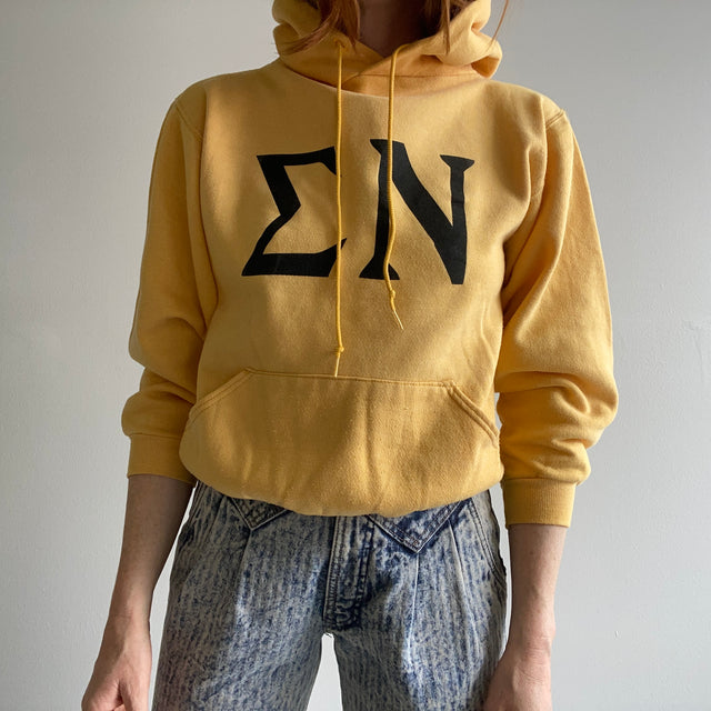 1970s Russell Brand Sigma Nu Fraternity Faded Marigold Hoodie