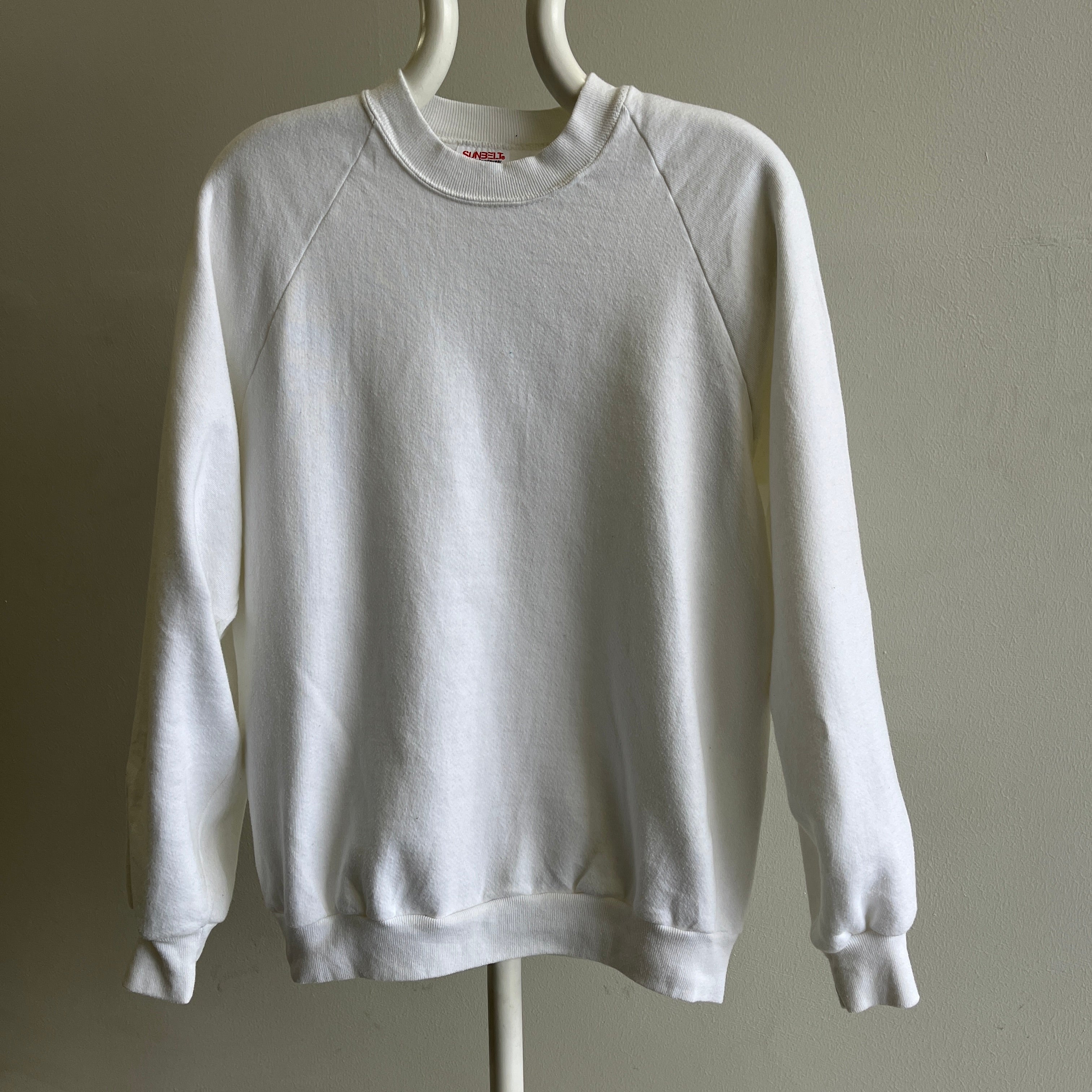 1980s Blank White Sun Belt Raglan Sweat-shirt